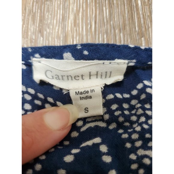 Garnet Hill Women's S Tunic Blue Floral Flowy Oversized V-Neck Sleeveless Sheer - Picture 5 of 12